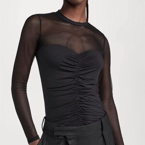 Generation Love Black Ruched Mesh Blouse